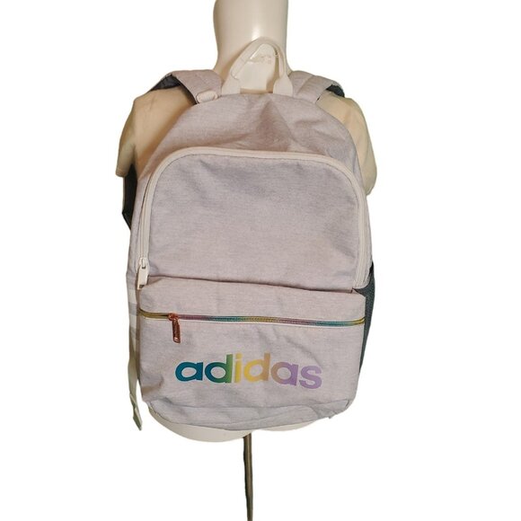 Adidas Classic 3 Stripes Rainbow Light Gray Backpack - Picture 4 of 12
